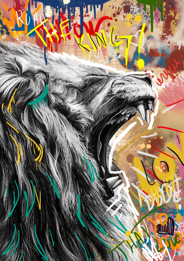 Poster Graffiti Lion n.º 1