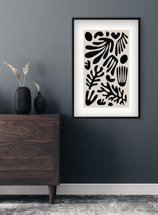 Corais pretos sobre fundo cinzento, poster