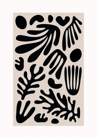 Corais pretos sobre fundo cinzento, poster