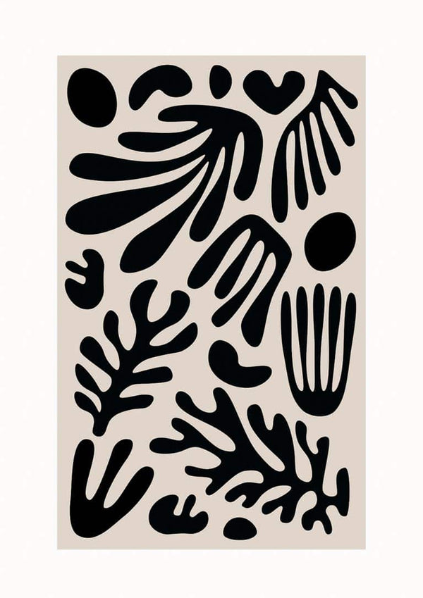 Corais pretos sobre fundo cinzento, poster