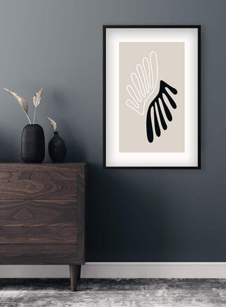 Poster de coral preto e branco para a sala de estar