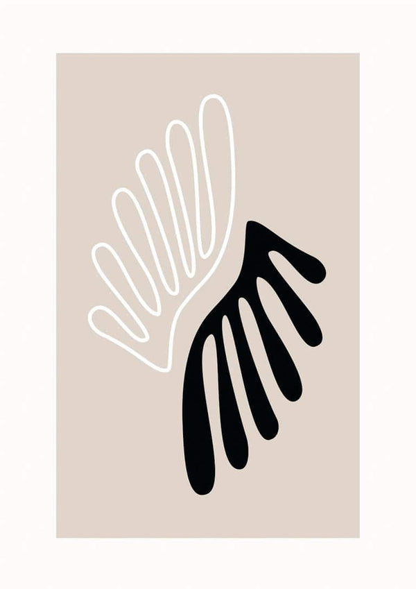 Black & white coral poster til stuen