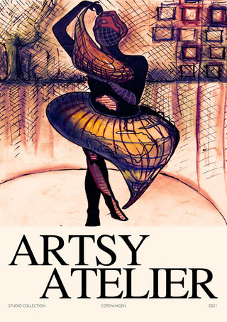 Artistic illustration of a ballerina in motion, featured on the Beautiful Dancer Atelier Plakat product page.