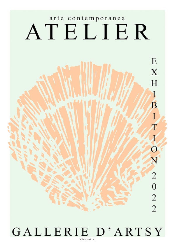Art Shell 2022 poster by Vincent V featuring a stylized shell and exhibition details for Gallerie D'Artsy.