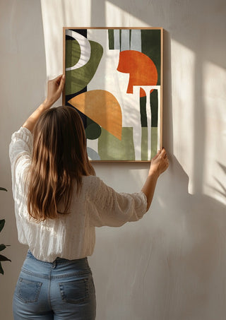 Abstract Art 42 by ThingDesign being hung on a sunlit wall