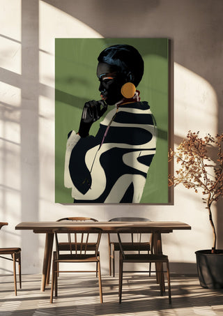 Form and Presence by ThingDesign hanging above a wooden dining table in warm sunlight