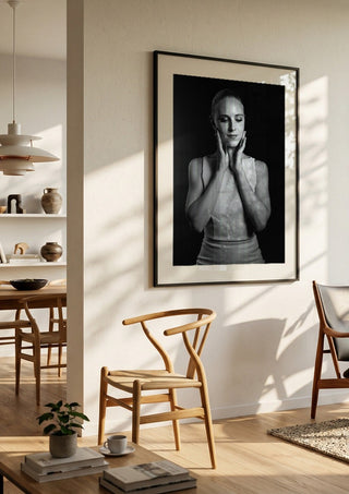 Quiet Light by Bettinafloorphoto in a large black frame in a bright dining room