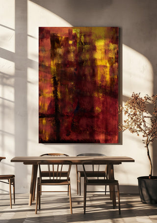 Einmal um die Welt by Sophie Schillen hanging above a wooden dining table in warm sunlight