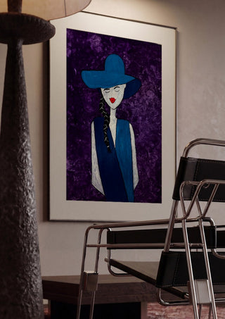 The Midnight Silhouette by Bibi framed in a dim room beside a tubular steel chair
