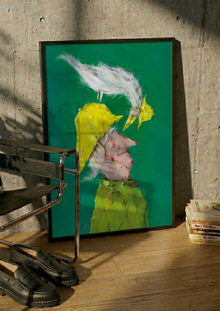 Whimsical Man with Bird - Natascha Baumgärtner