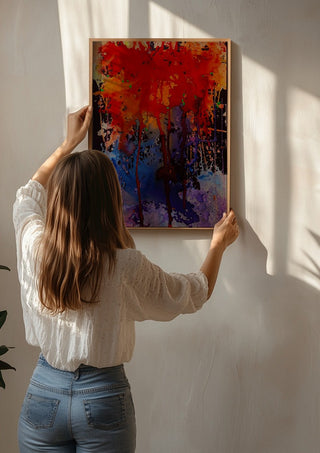 Untitled by Maria Umrikhina being hung on a sunlit wall