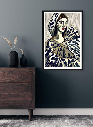 Framed "Dreams Of Home" by David Wolf artwork hanging above a wooden dresser in a modern room.