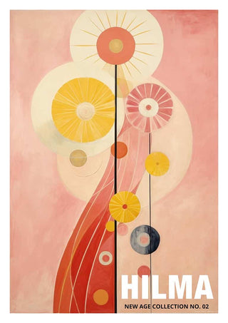 Abstract floral artwork in yellow, pink, and orange tones for Hilma No 02 - Tara Green product page.