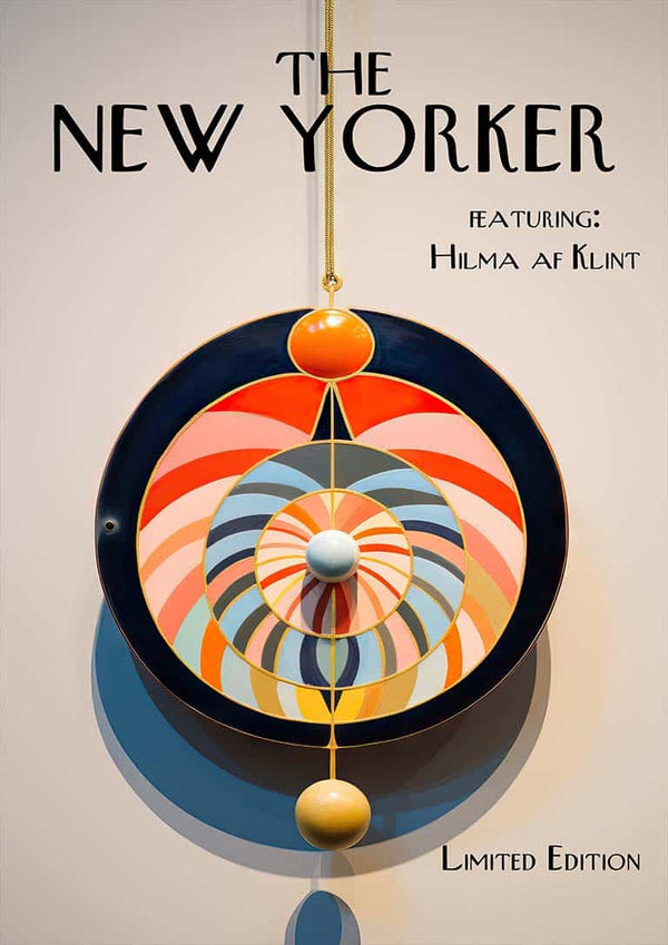 The New Yorker cover with Hilma Af Klint-inspired abstract art in vibrant geometric shapes, limited edition.