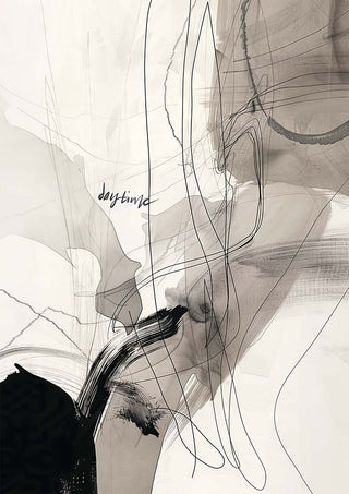 Abstract black and gray lines with "daytime" text, featured artwork for Fragments of Time product page.