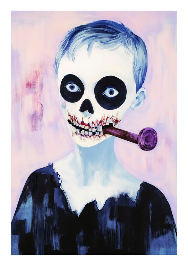 Illustration of a person with a skull face and pipe, from the My Pipe - Martin Zen product page.
