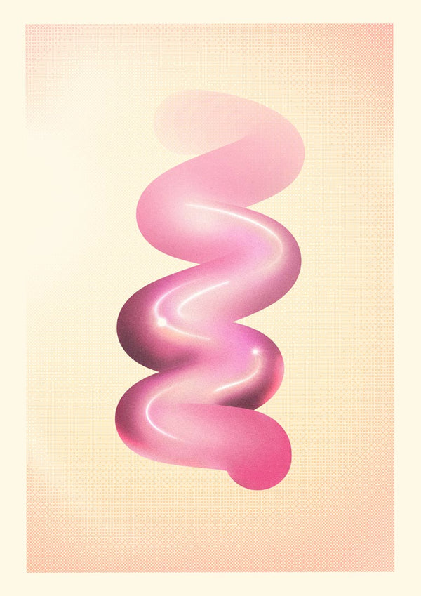 Abstract pink wavy shape on a textured cream background for Retro Graphic No.6 product page.