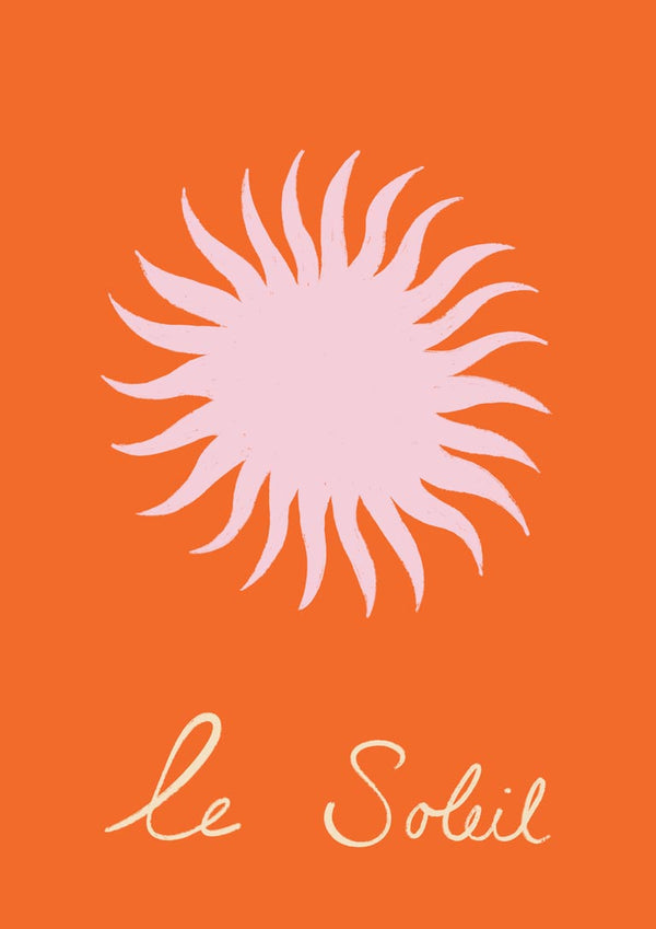 Pink Soleil - Ivy Green product image featuring a pink sunburst on an orange background with "le Soleil" text.