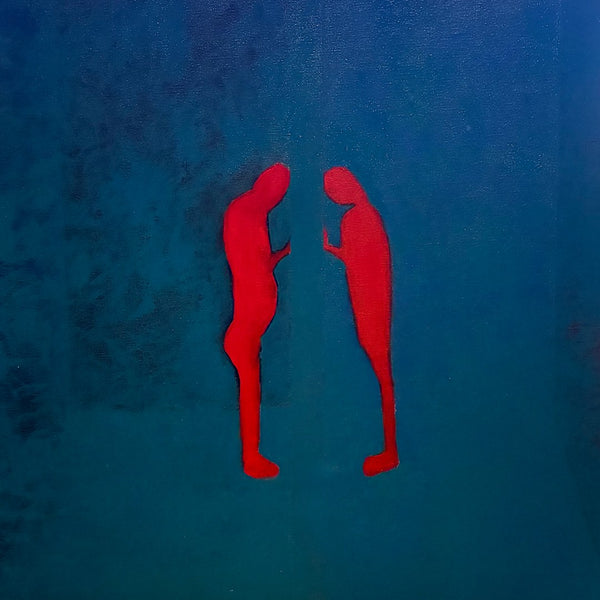 Echo Chamber by Nectarios Livisianos - two red figures facing each other on deep blue