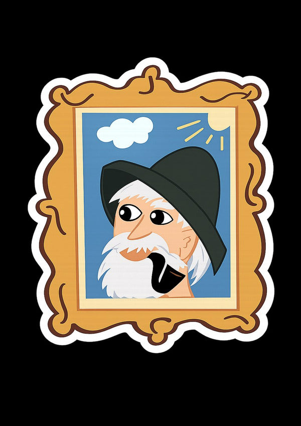 Old Fisherman by KaroGaiaArt - a bearded fisherman in a black hat inside an ornate gold frame