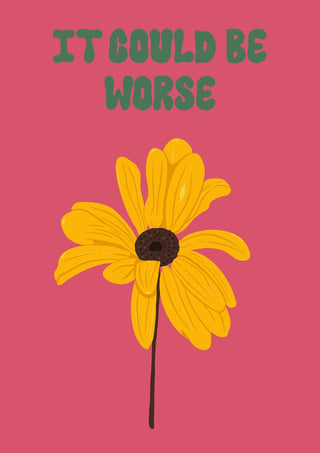 It Could Be Worse by Jakob Falkenberg - a yellow flower on raspberry pink under green capitals