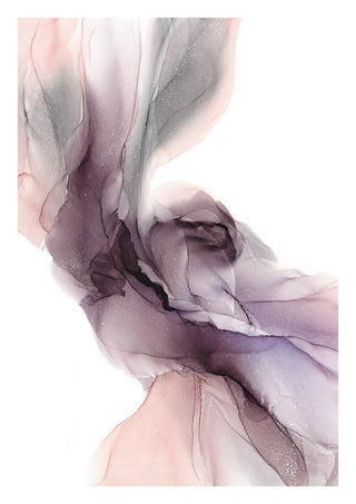 Spring Melody by Anna Dormir - blush pink and mauve ink flowing across a white ground