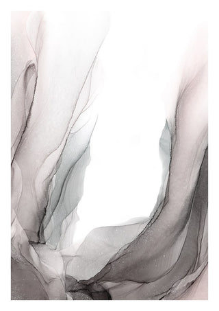 Traces of Wind by Anna Dormir - translucent grey and taupe ink veils sweeping across a white ground