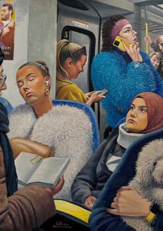 På ett vinterkvällståg… by Ramz Gadzh - passengers on a crowded evening train