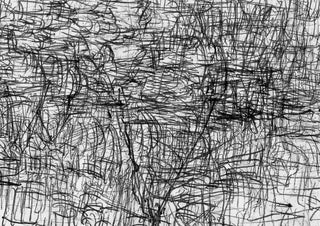 Sirius 33 by Priit Ruttas - a dense field of black crayon scribble crossing itself over white paper