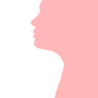 Pure by Tonia - a woman's profile cut as one flat pale pink shape against white