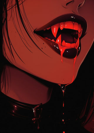 Let me taste you by Melancholy Machinations - a fanged mouth with blood running down the chin in red light