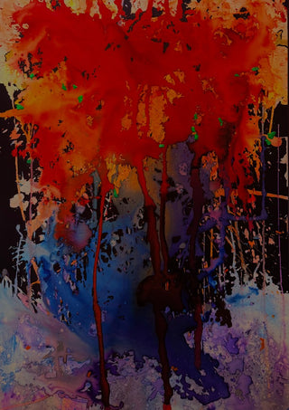 Untitled by Maria Umrikhina - red and orange breaking downward into purple and deep blue runs