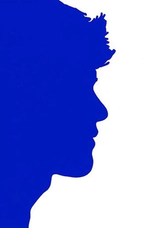 Projected personality by Tonia - a man's profile cut as one flat deep blue shape against white