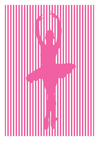 Ballerina silhouette by nyai - a pink ballerina cut flat against pink and white stripes