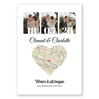 Colagem de mapa e fotografia - Póster personalizado