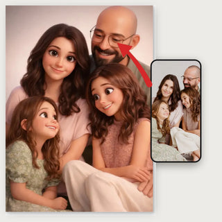 Retrato de família animado em 3D - Póster personalizado