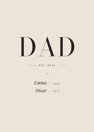 Dad Est. personalised poster with children's names – Sand