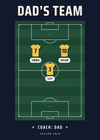 Dad's Team personalised football poster – Night