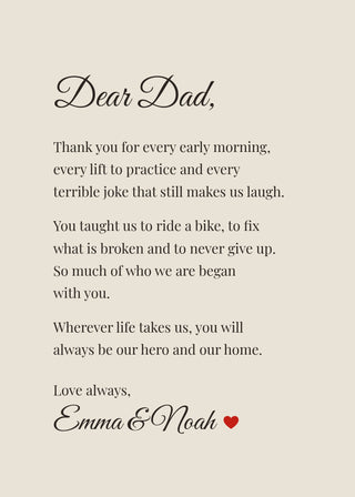 Dear Dad personalised letter poster – Sand