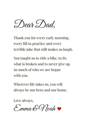 Dear Dad personalised letter poster – White