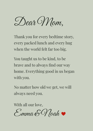 Dear Mom personalised letter poster – Sage