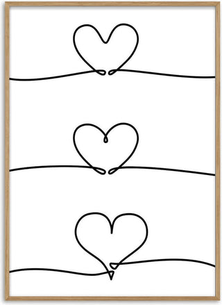 3 hjerter på linje poster