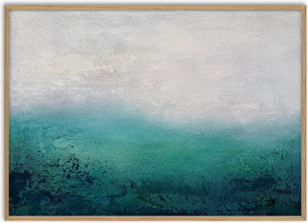 Teal Horizon by Marina Agre - misty teal band under a pale grey sky