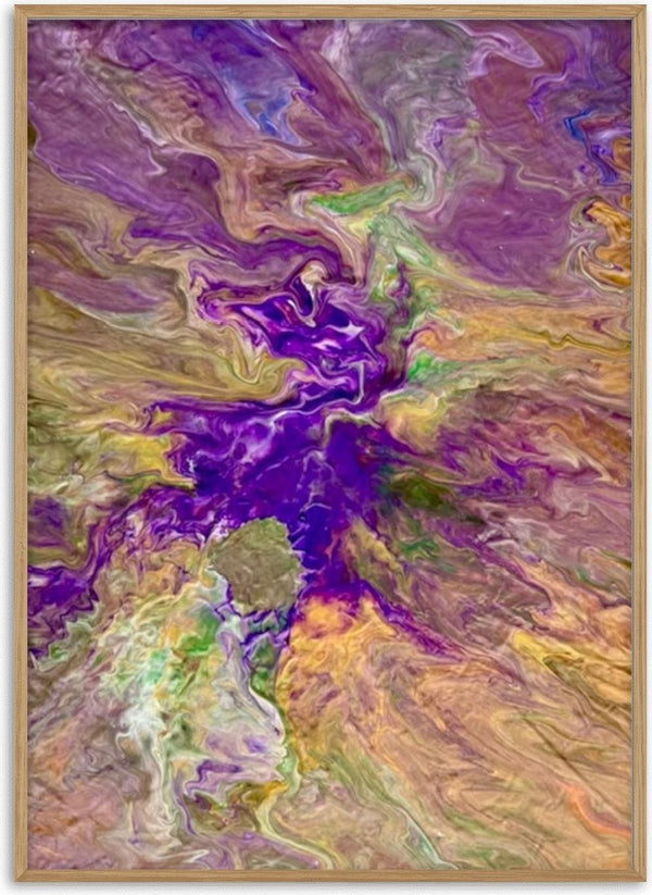 Violet Drift by Da Winters - violet and olive poured acrylic drifting out from a deep purple centre