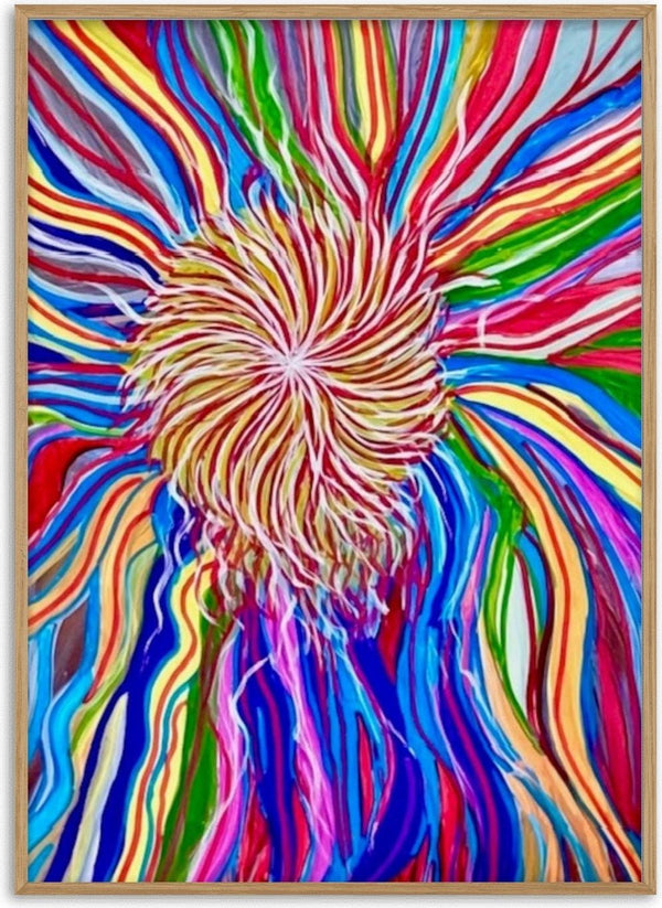 Rainbow Spin by Da Winters - coloured ribbons spiralling out from a knot at the centre