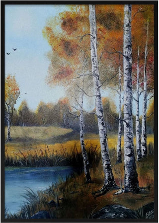 Autumn Birches by the Pond - Lüba