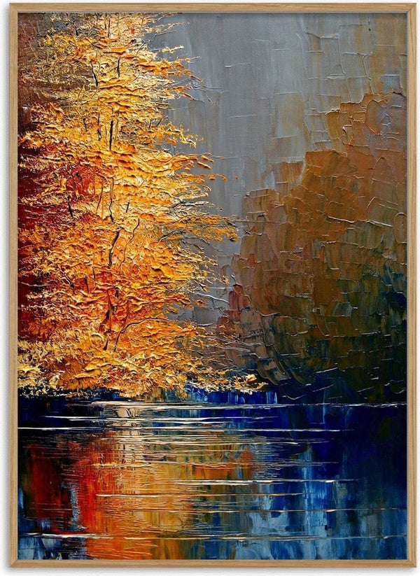 Autumn on the Water by Justyna Kopania - golden autumn trees reflected in deep blue water