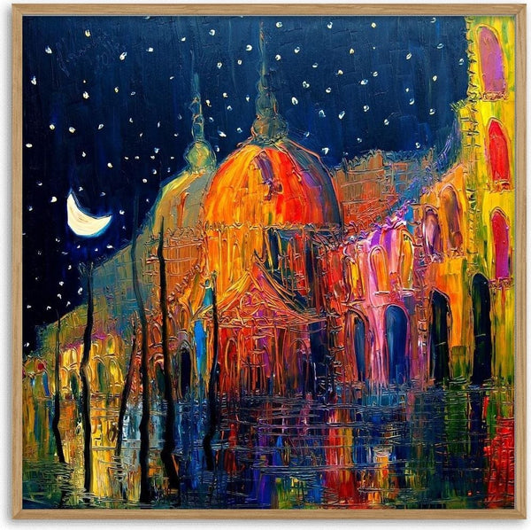 Crescent over the Domes by Justyna Kopania - glowing domes under a crescent moon and white stars