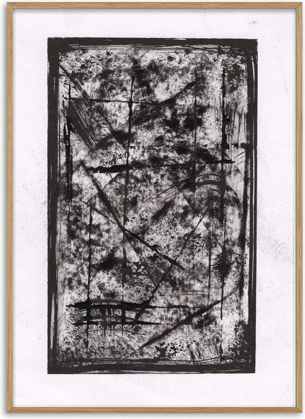 Black Field by David Pernecker - a mottled black and grey monotype inside a heavy black border
