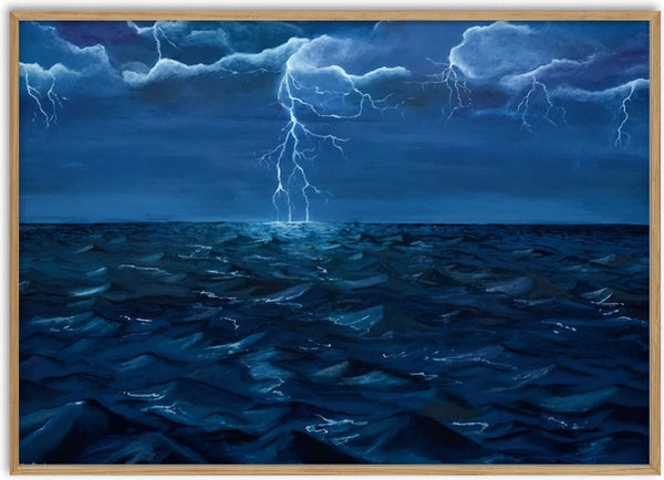 A Distant Storm by KG Studio - lightning over a deep blue sea